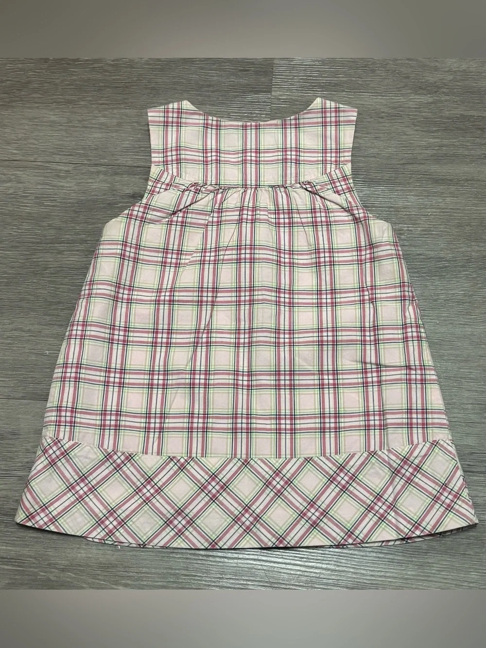 Vintage Talbots Kids Pink Pastel Plaid Dress Jumper Lined 12-18M
